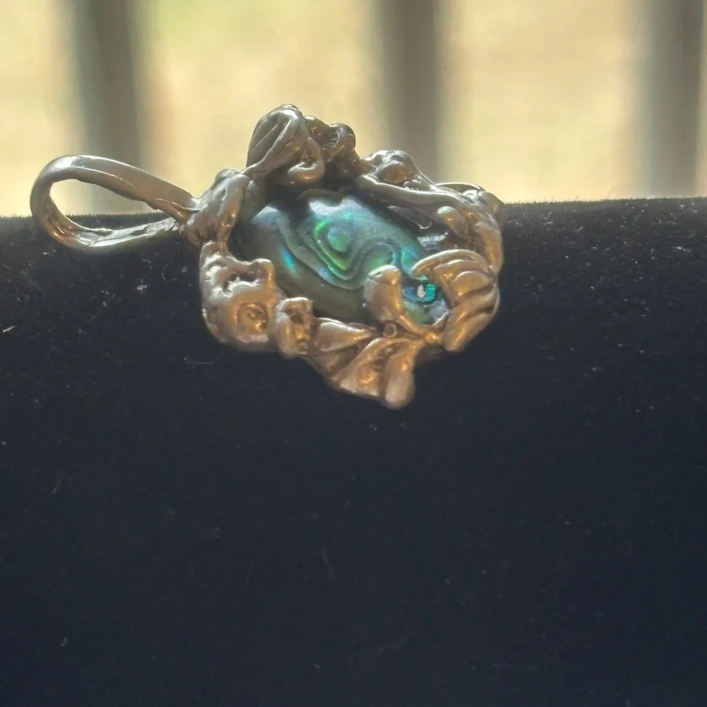 Vintage CYVRA alone mermaid and fish sterling pendant